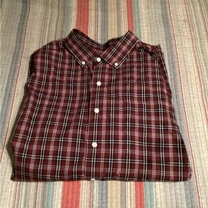 Classic Men's Burgundy Plaid Dress Shirt